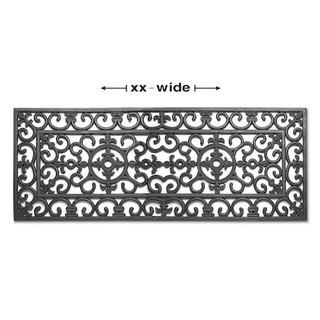 Abbott Collections 18 x 46 in. Fleur De Lys Double Doormat, Black AB-35-RUBBER-872